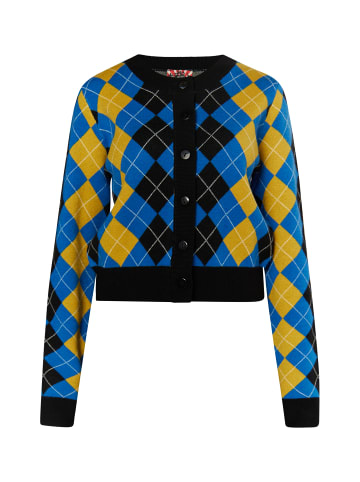 myMo ROCKS Damen Strickjacke in Schwarz Blau Mehrfarbig
