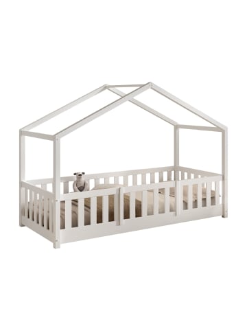 58 aufm Kessel HAUSBETT Kapua 90x200 mit Rausfallschutz Kiefer Massivholz weiß