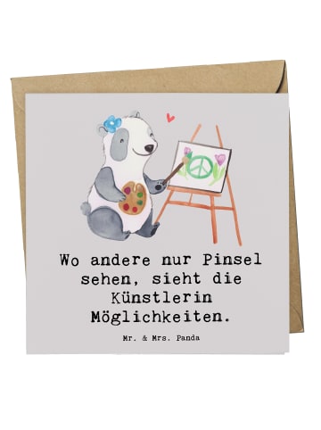 Mr. & Mrs. Panda Glückwunschkarte Künstlerin Visionen mit Spruch in Grau Pastell