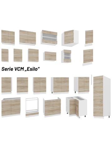 VCM  Küchenschrank 40 cm Hängeschrank Esilo in Weiß / Sonoma-Eiche