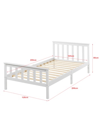 en.casa Holzbett Breda in Weiß (B)120cm