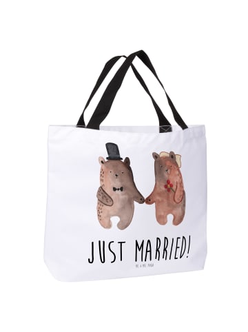 Mr. & Mrs. Panda Shopper Bär Heirat mit Spruch in Weiß