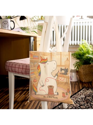 Mr. & Mrs. Panda Einkaufstasche Einhorn Näherin Design ohne Spruch in Weiß
