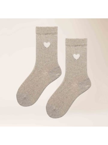 Kunert Socken Cosy Cashmere Heart weich in Beige-mel.