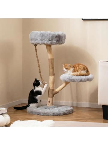 COSTWAY 90 cm Kratzbaum Holz in Grau