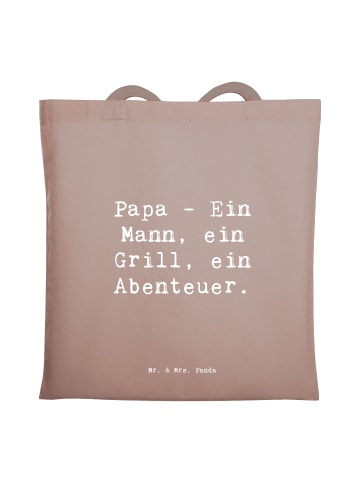 Mr. & Mrs. Panda Jutetasche Spruch Papa Abenteuer mit Spruch in Braun Pastell