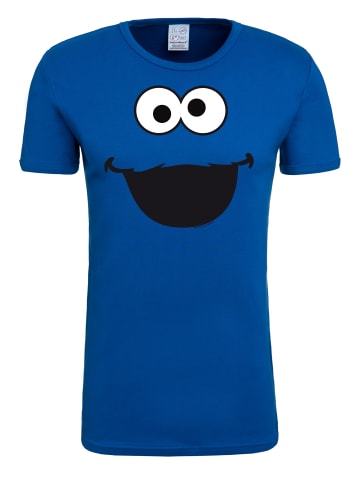 Logoshirt T-Shirt Cookie Monster – Face in blau