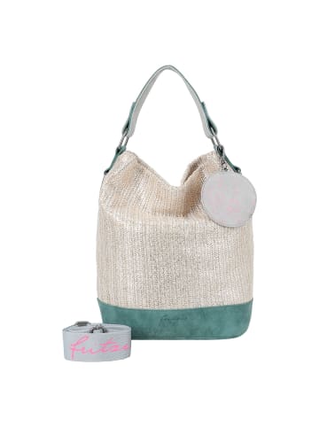 Fritzi aus Preußen Limited Painted Straw Schultertasche 27 cm in silver jade