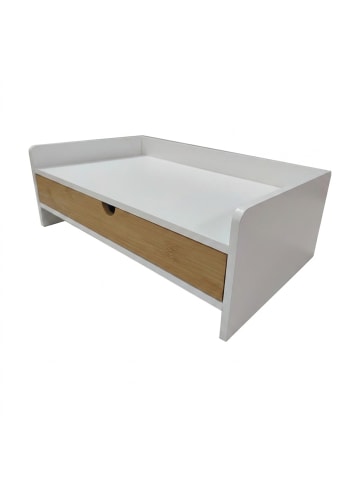 relaxdays Schreibtisch-Organizer in Weiß/ Natur - (B)32 x (H)11 x (T)22 cm