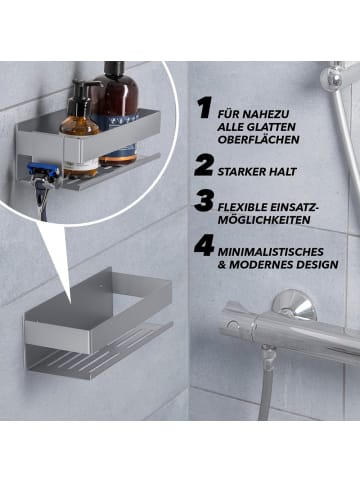 Benkstein BENKSTEIN Dusch-Organizer 2er-Set zum Kleben oder Bohren - für Shampoo, Duschge