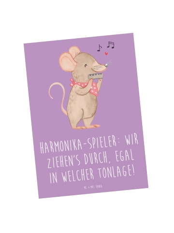 Mr. & Mrs. Panda Postkarte Harmonika Spieler mit Spruch in Lavendeltraum