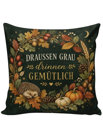 Kuschelkissen 40x40 Herbstkranz Aquarell Design... in Weiß