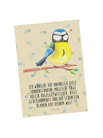Mr. & Mrs. Panda Grußkarte Vogel Blaumeise mit Spruch in Blumig