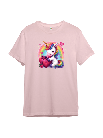 PAULGOS Kinder T-Shirt, Einhorn mit Herz in Rosa