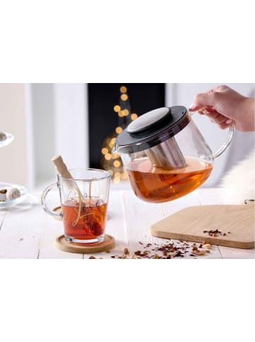 Ritzenhoff & Breker 2er Set Teekanne mit Sieb & Stövchen Yucca in 1,5 l in schwarz-transparent