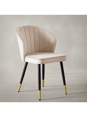 KADIMA DESIGN Esszimmerstuhl 2er Set Samt Küchenstuhl mit Metallbeinen, in Beige