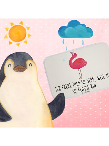 Mr. & Mrs. Panda Badteppich Flamingo Stolz mit Spruch in Weiß