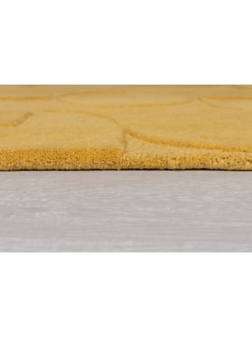 KADIMA DESIGN Eleganter Wollteppich, rutschfest und komfortabel in Senfgelb