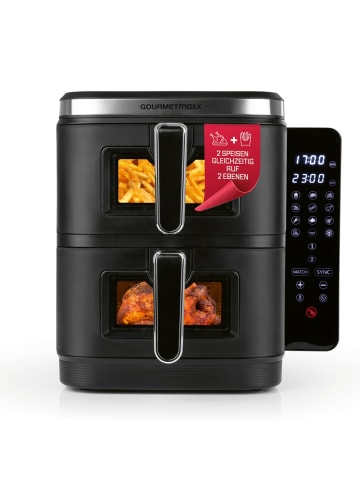 Gourmetmaxx GOURMETmaxx FryUp Vertikale Doppelkammer-Heißluftfritteuse, 10 l - Touchscreen