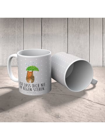 Mr. & Mrs. Panda Kindertasse Bär Regenschirm mit Spruch in Grau Pastell