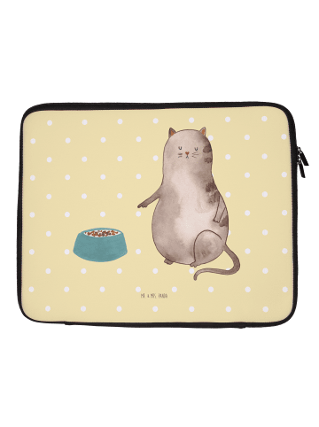 Mr. & Mrs. Panda Laptoptasche Katze Fressen ohne Spruch in Gelb Pastell