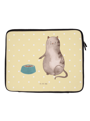 Mr. & Mrs. Panda Notebook Tasche Katze Fressen ohne Spruch in Gelb Pastell