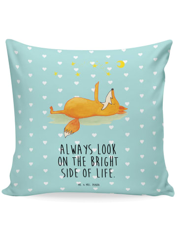 Mr. & Mrs. Panda Dekokissen Fuchs Sterne mit Spruch in Türkis Pastell