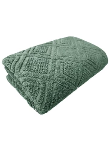 Framsohn 2er Set: Zwirnfrottier Duschtuch "MOSAIK" in Olive -(L) 150 x (B) 75 cm