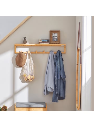 SoBuy Wandgarderobe in Bambusfarben - (W) 12.5 x (H) 16.5 x (L) 90 cm