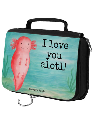 Mr. & Mrs. Panda Kulturtasche Axolotl Liebe Design mit Spruch in Weiß