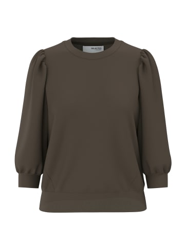 SELECTED FEMME Bluse locker geschnitten Rundhalsausschnitt in Braun
