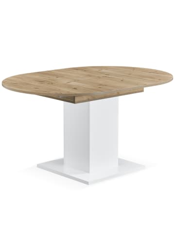 B&D Home Ausziehtisch WIM in Sandeiche-Weiß - (B)100-140 x (H)74 x (T)100 cm