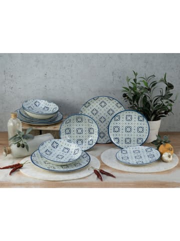 CreaTable Serie  Yara Blau, Geschirrset, Teller Set 12 teilig in Blau