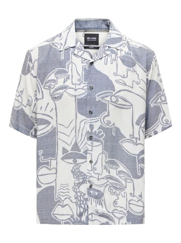 Only&Sons Hemd Resort Kragen lockerer Schnitt Kurzarm in Blau