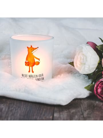 Mr. & Mrs. Panda Windlicht Glas Fuchs Laterne mit Spruch in Transparent