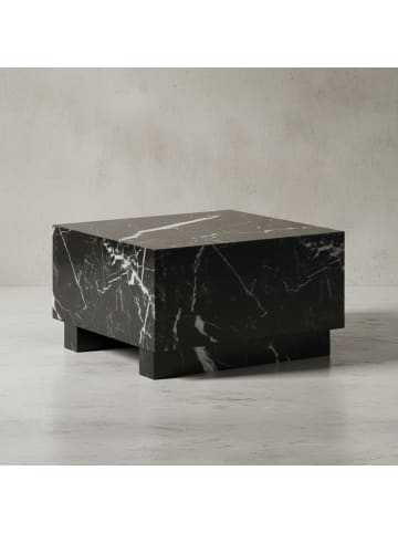 KADIMA DESIGN Couchtisch MONOBLOC 60x60x35 cm Hochglanz mit Marmor Optik, in Schwarz