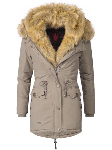 Navahoo Wintermantel Sweety in Taupe mit braunem Fell