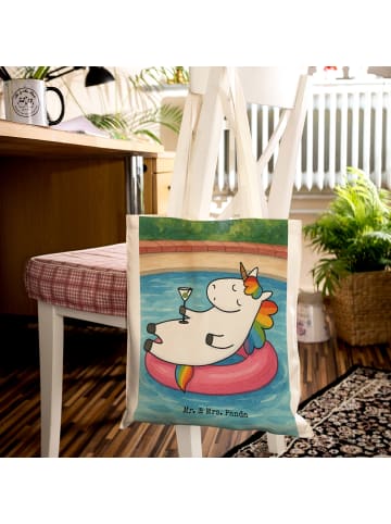 Mr. & Mrs. Panda Tasche Einhorn Blümchentail Design ohne Spruch in Weiß