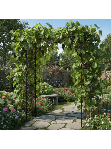 Rosenbogen in Schwarz - (B)204 x (H)206 x (T)52 cm
