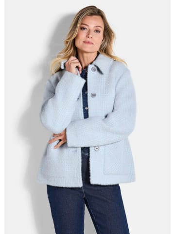 GOLDNER Kurzgröße:  Flauschige Winterjacke mit Hemdkragen in grau / blau / gemustert