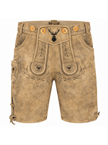 PAULGOS Lederhose Kurz Echtleder KK2 ANTIK in Sandbraun