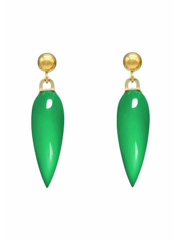 Gemshine Ohrringe Chalcedon Cabochon Tropfen in gold coloured