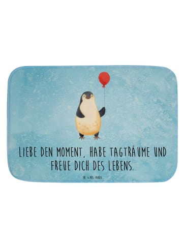 Mr. & Mrs. Panda Badteppich Pinguin Luftballon mit Spruch in Eisblau