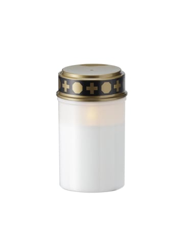 MARELIDA LED Grablicht Grabkerze flackernd für Außen H: 12,5cm in weiß