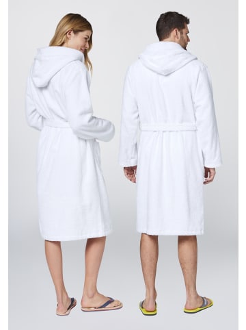 Polo Sylt Bademantel mit Logos, Gürtel und aufgesetzten Taschen in Weiß