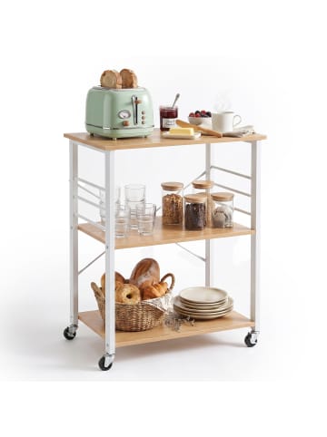 relaxdays Küchenwagen in Natur/ Weiß - (B)60 x (H)89 x (T)40 cm