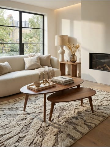 KADIMA DESIGN Design Couchtisch 2er Set Massivholz Wohnzimmertisch Braun in Massivholz