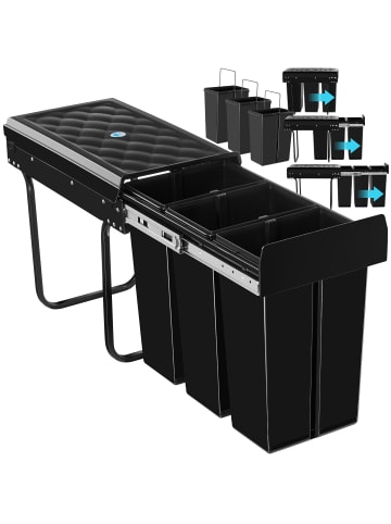 tectake Abfallsammler Ashlyn 26 x 48 x 42 cm, schwarz