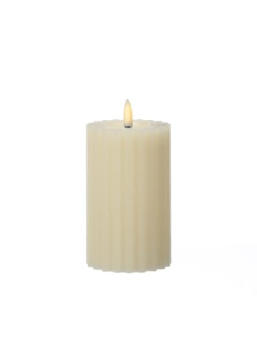 MARELIDA LED Kerze LIV mit Rillen Echtwachs H: 14,5cm in creme