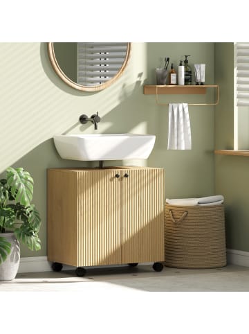 HOMCOM Waschbeckenunterschrank-60L x 39,8B x 62H cm-Naturholz